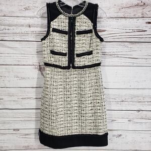 Elegant Black and White Tweed Dress